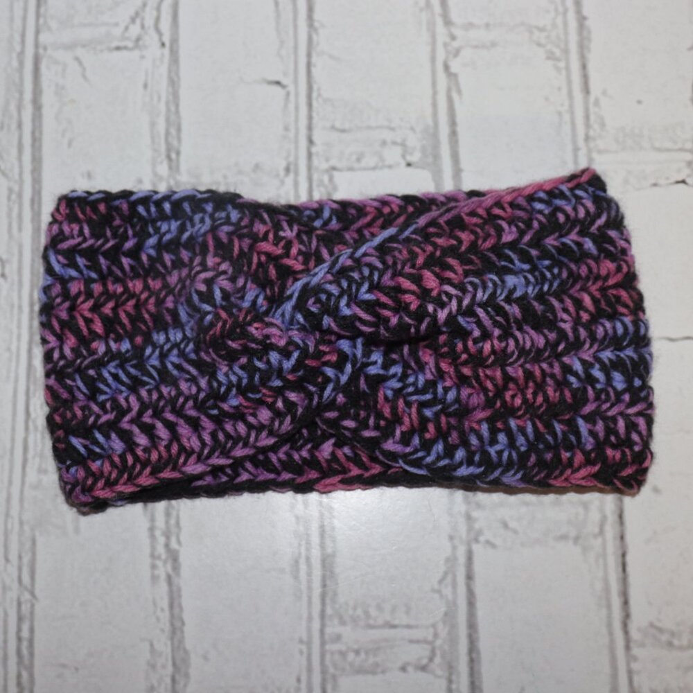 🖤🌈 Colorful & Black Crochet Headband – Handmade · One Size